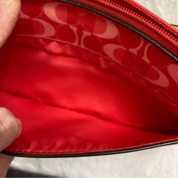 Coach Peyton red wristlet clutch bag